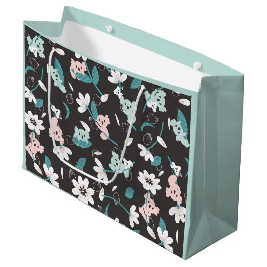 コアラカラフル柄かわいい動物とフローラ ラージペーパーバッグ (正面アングル)