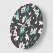 コアラカラフル柄かわいい動物とフローラ ラージ壁時計 (傾斜)