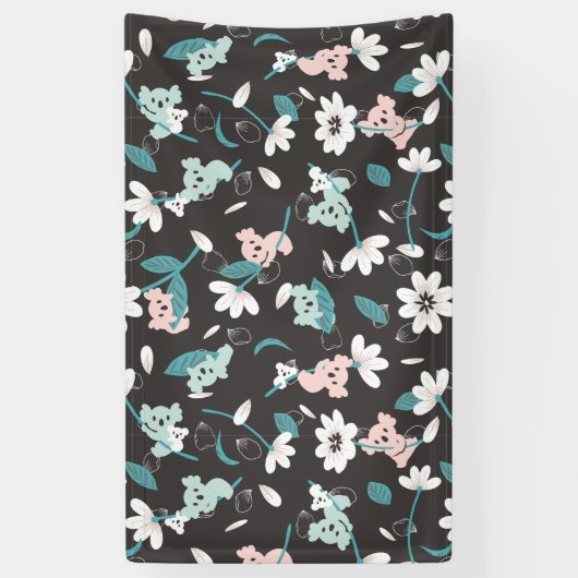 コアラカラフル柄かわいい動物とフローラ 横断幕 (縦)