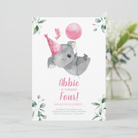 コアラガール誕生日 招待状 (スタンド正面)