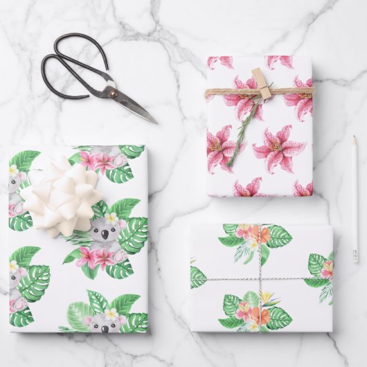 コアラキッズラッピング紙フラットシートセット3 ラッピングペーパーシート (正面)