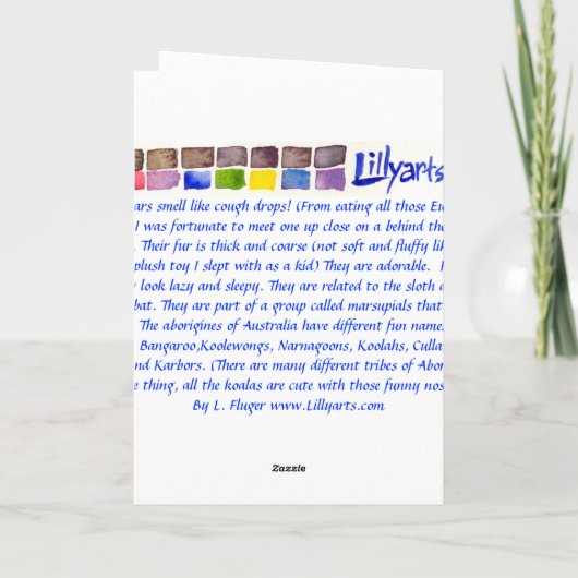 コアラクマ色鉛筆グリーティングとノートカード カード (裏面)