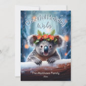 コアラクマ雪の冬の森の陽気なクリスマス シーズンカード (正面)