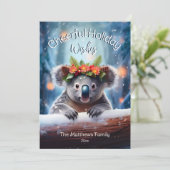 コアラクマ雪の冬の森の陽気なクリスマス シーズンカード (スタンド正面)