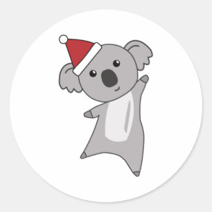 コアラクリスマスかわいい動物たちサンタ ラウンドシール