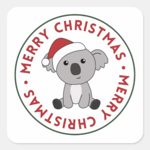 コアラクリスマススノーウィンターアニマルズコアラススクエア スクエアシール