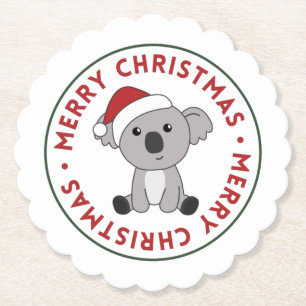 コアラクリスマススノーウィンターアニマルズコアラス紙C ペーパーコースター