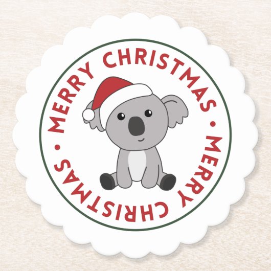 コアラクリスマススノーウィンターアニマルズコアラス紙C ペーパーコースター (正面)