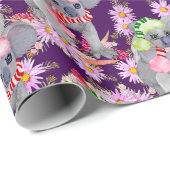 コアラクリスマスボタニカルフェスティバルパープル ラッピングペーパー (ロールコーナー)