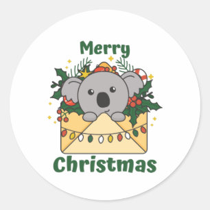 コアラクリスマスレターウィンターアニマルズコアラス ラウンドシール