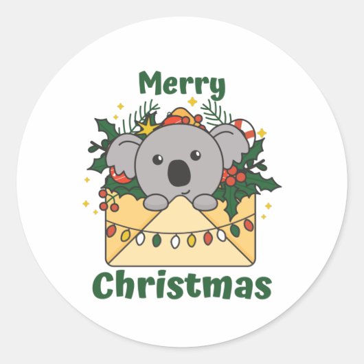 コアラクリスマスレターウィンターアニマルズコアラス ラウンドシール (正面)