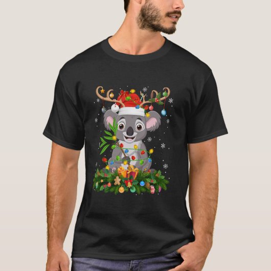 コアラクリスマス照明トインデアサンタハットコアラクリス Tシャツ (正面)