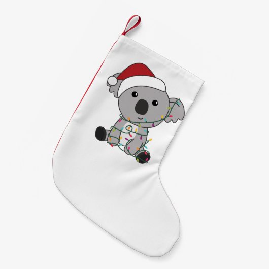 コアラクリスマス雪の冬の動物コアラスアダルトC スモールクリスマスストッキング (正面 (吊り時))