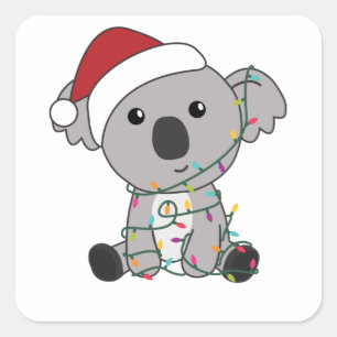 コアラクリスマス雪の冬の動物コアラ スクエアシール
