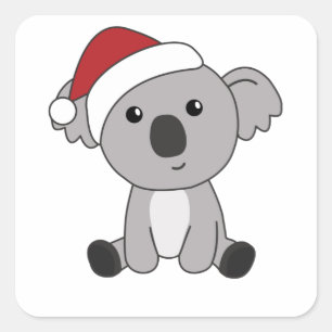 コアラクリスマス雪の冬の動物コアラ スクエアシール