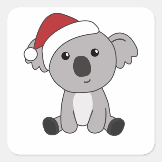 コアラクリスマス雪の冬の動物コアラ スクエアシール (正面)