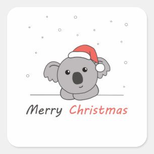 コアラクリスマス雪の冬の動物コアラ スクエアシール