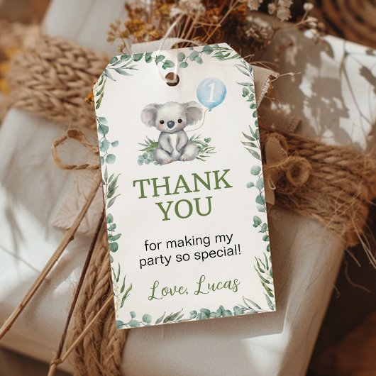 コアラグリーナリーボーイパーティーサンキューユーメッセージカード ギフトタグ