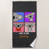 コアラスを愛する女の子だ。 ビーチタオル (正面)