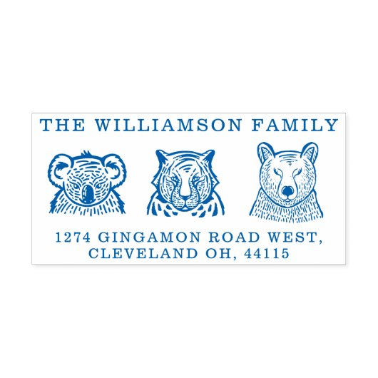 コアラタイガー&ベアーアニマルファミリー差出人住所 セルフインキングスタンプ (デザイン)