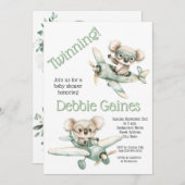 コアラツインベビーシャワー招待状 | 男女兼用 招待状 (正面/裏面)