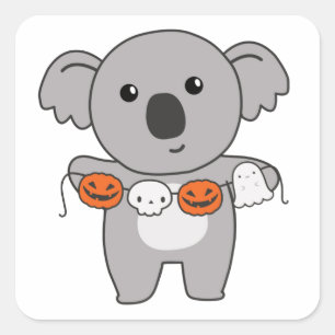 コアラハッピーハローウィンカボチャこうもりコスチュームスクエアS スクエアシール