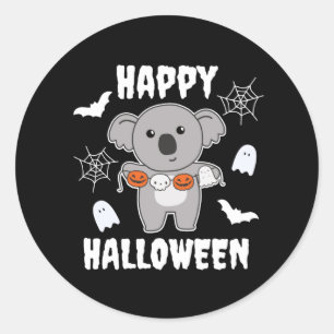 コアラハッピーハローウィンカボチャこうもり衣装 ラウンドシール