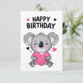 コアラハッピーバースデーカードハート (スタンド正面)