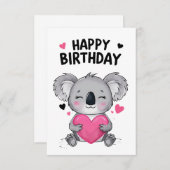 コアラハッピーバースデーカードハート (正面/裏面)