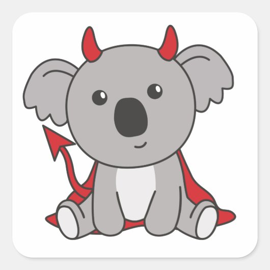 コアラハロウィーンかわいい悪魔の子供ウィッチコスチュームSq スクエアシール (正面)