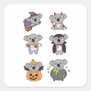 コアラハロウィーンウィッチデビルパンプキンヴァンパイア スクエアシール