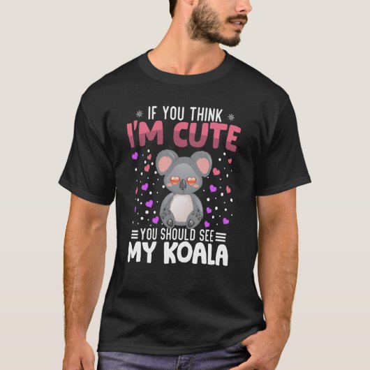 コアラハートバレンタインデー動物for Womens Kids Tシャツ (正面)