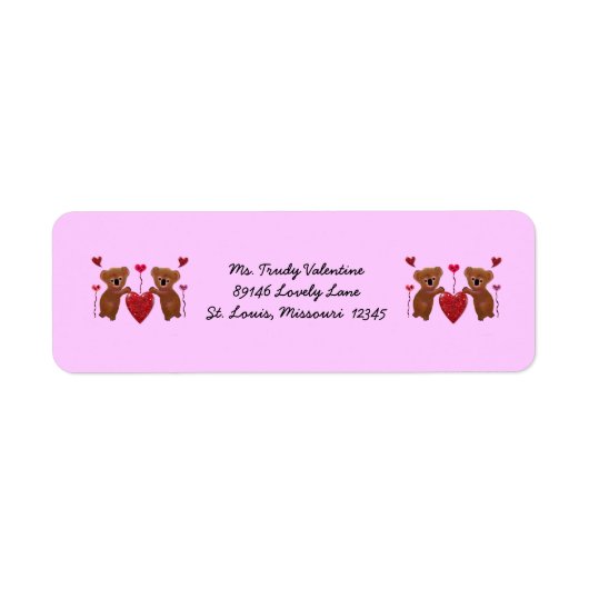 コアラバレンタインハート差出人住所ラベル ラベル (正面)