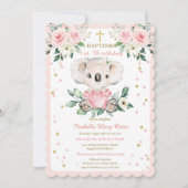 コアラパーソナライズされたバプティスアンドファースト誕生日 招待状 (正面)