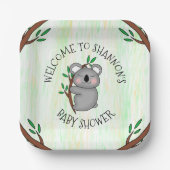 コアラパーソナライズされたベアをテーマにした赤ちゃんシャワー ペーパープレート (正面)