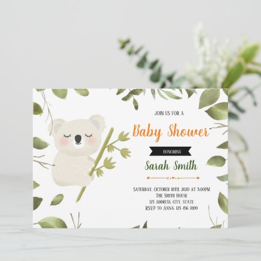 コアラパーティー招待状 招待状 (スタンド正面)