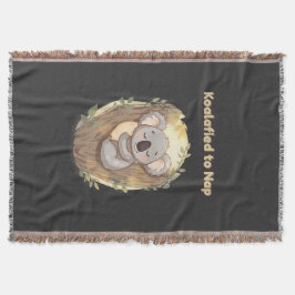 "コアラファイド・トゥ・ナップ – かわいい眠そうなコアラTシャツ" スローブランケット