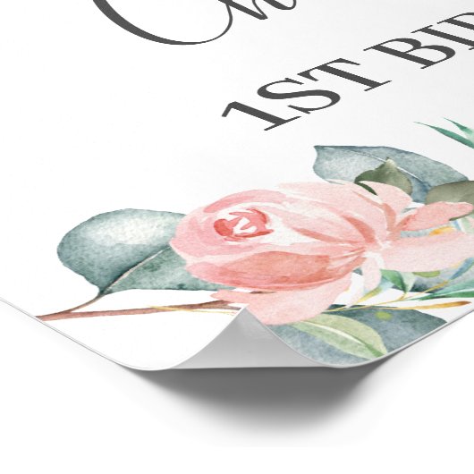 コアラフローラグリーンリーベビーシャワー誕生日ウェルカム ポスター (角)