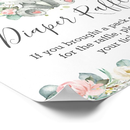 コアラフローラ緑の赤ちゃんシャワーおむつラッフル ポスター (角)