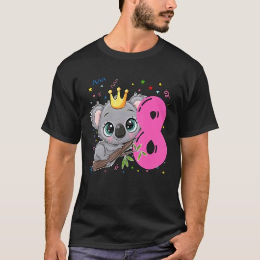 コアラプリンセス8位誕生日ガール8歳テーマ Tシャツ (正面)