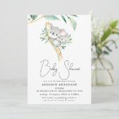 コアラベアとジョーイの葉ベビーシャワー招待状 招待状 (スタンド正面)