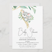 コアラベアとジョーイの葉ベビーシャワー招待状 招待状 (正面/裏面)
