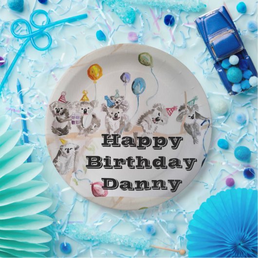 コアラベアの誕生日パーティーの紙皿 ペーパープレート (パーティー)