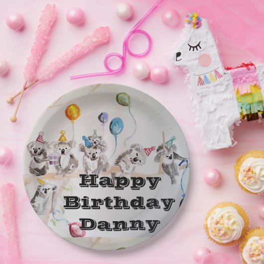 コアラベアの誕生日パーティーの紙皿 ペーパープレート (パーティー)