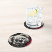 コアラベアイラストレーションオンテクスチャード ラウンドペーパーコースター (インサイチュ)