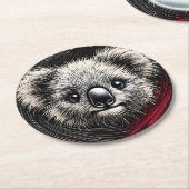 コアラベアイラストレーションオンテクスチャード ラウンドペーパーコースター (アングル)
