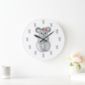 コアラベアウォーターカラーガール子供部屋 ラージ壁時計 (ホーム)