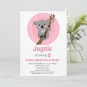 コアラベアピンクバースデーパーティー 招待状 (スタンド正面)