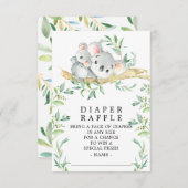 コアラベアベイビーシャワーおむつラッフルチケット エンクロージャーカード (正面/裏面)