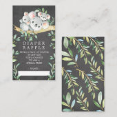 コアラベアベイビーシャワーおむつラッフルチケット エンクロージャーカード (正面/裏面)